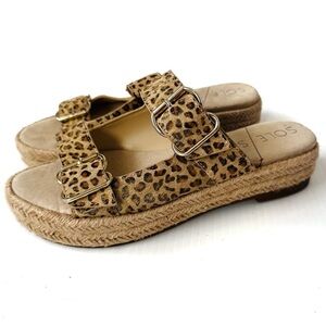 🆕 Sole Society leopard print cow hair upper platform espadrille sandals size 8.5